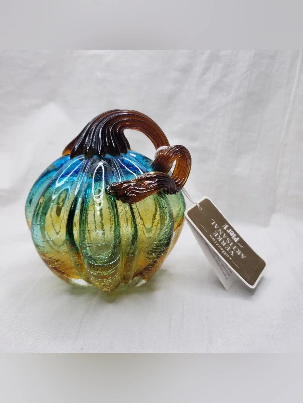 Pier 1 Verre Artisanal Blown Glass Small Pumpkin Venice